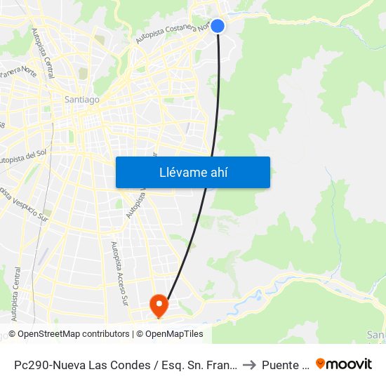 Pc290-Nueva Las Condes / Esq. Sn. Francisco De Asís to Puente Alto map