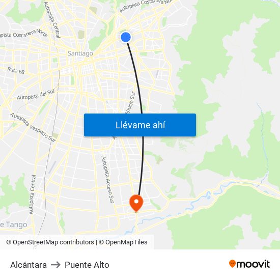 Alcántara to Puente Alto map