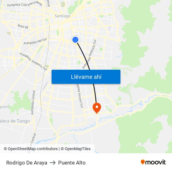 Rodrigo De Araya to Puente Alto map