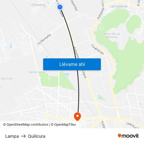 Lampa to Quilicura map