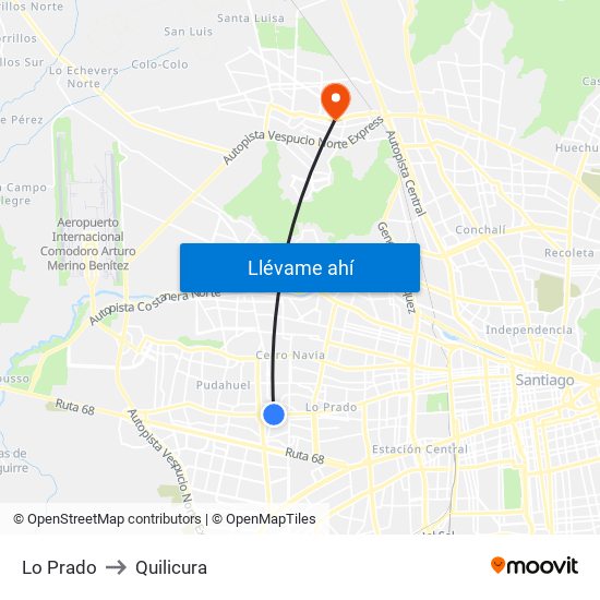 Lo Prado to Quilicura map