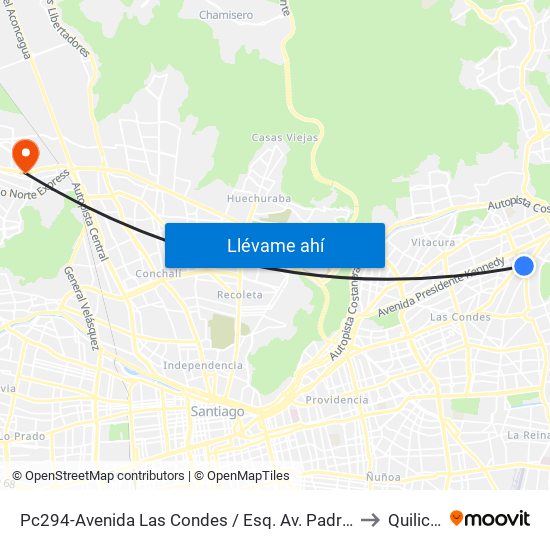 Pc294-Avenida Las Condes / Esq. Av. Padre H. Central to Quilicura map