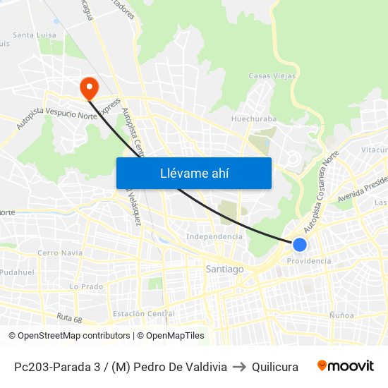 Pc203-Parada 3 / (M) Pedro De Valdivia to Quilicura map
