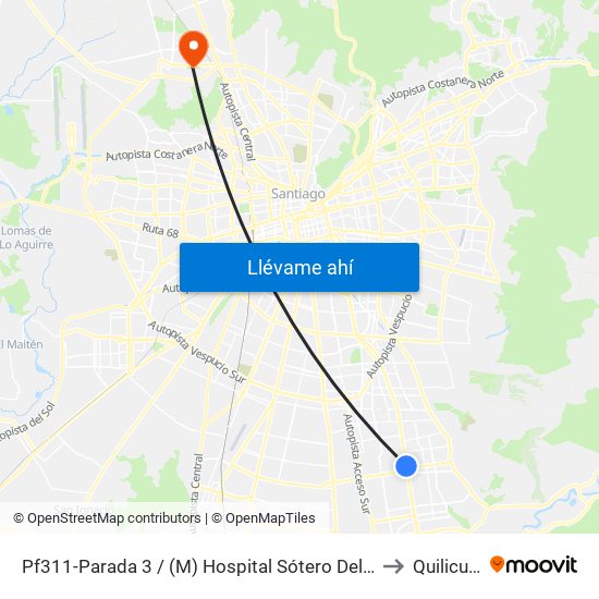 Pf311-Parada 3 / (M) Hospital Sótero Del Río to Quilicura map