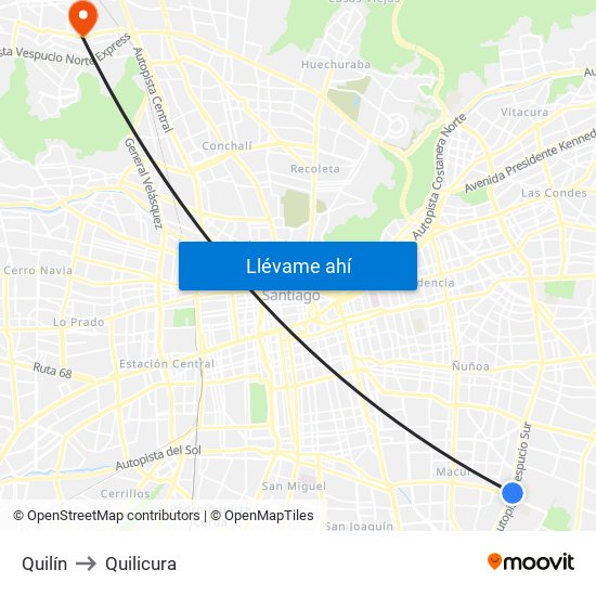 Quilín to Quilicura map