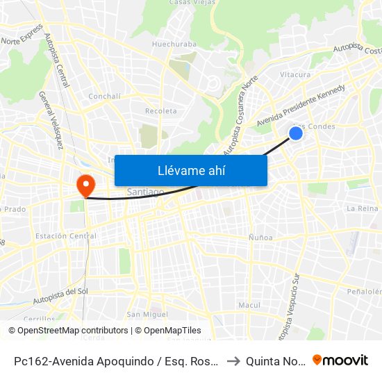 Pc162-Avenida Apoquindo / Esq. Rosa O'Higgins to Quinta Normal map