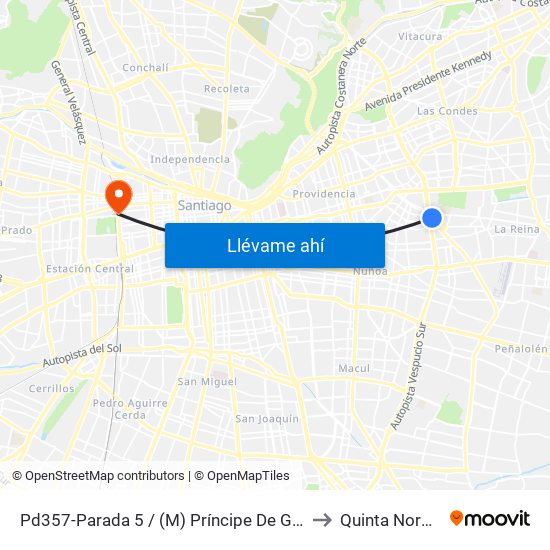 Pd357-Parada 5 / (M) Príncipe De Gales to Quinta Normal map