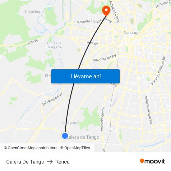 Calera De Tango to Renca map