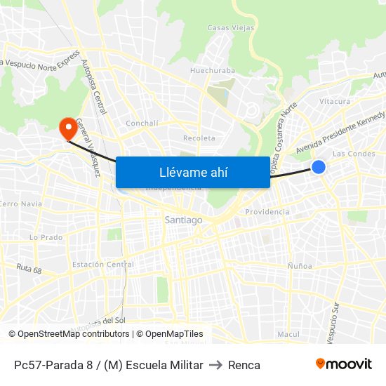 Pc57-Parada 8 / (M) Escuela Militar to Renca map