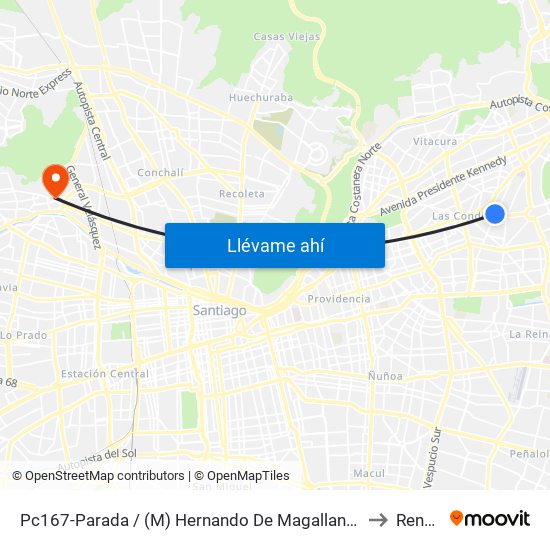 Pc167-Parada / (M) Hernando De Magallanes to Renca map