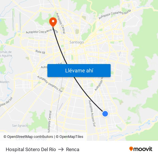 Hospital Sótero Del Río to Renca map