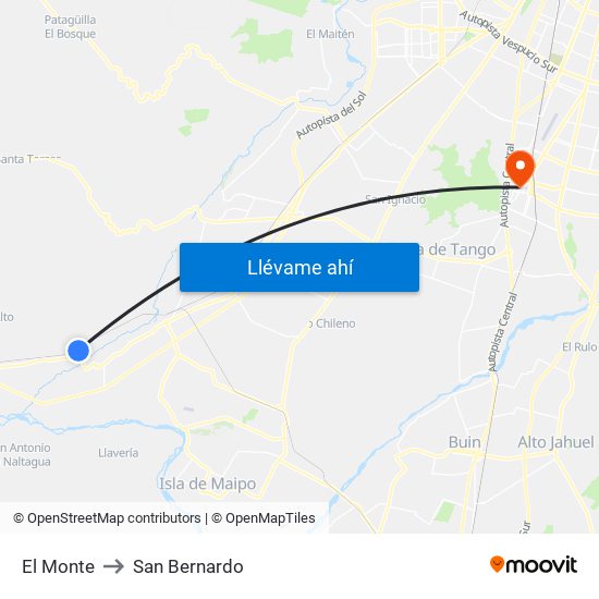 El Monte to San Bernardo map