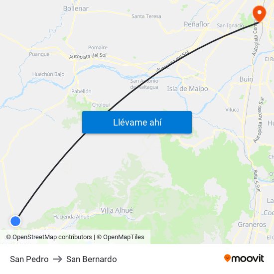 San Pedro to San Bernardo map