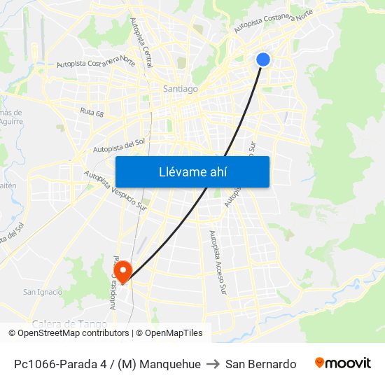 Pc1066-Parada 4 / (M) Manquehue to San Bernardo map