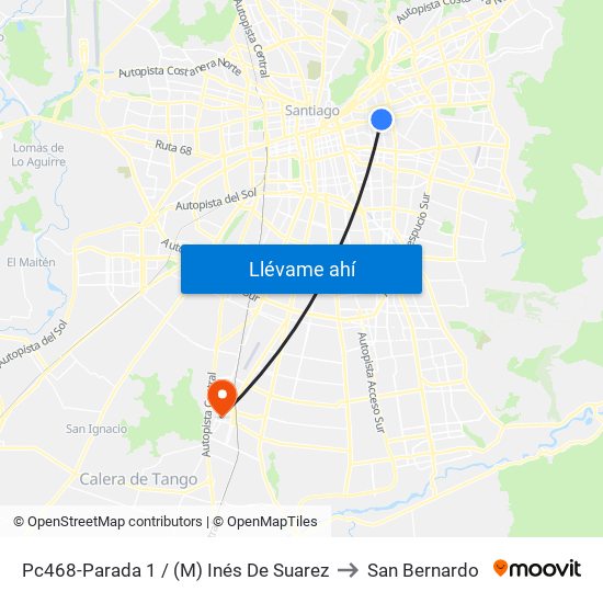 Pc468-Parada 1 / (M) Inés De Suarez to San Bernardo map
