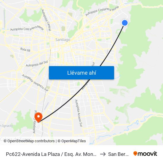 Pc622-Avenida La Plaza / Esq. Av. Mons. A. Del Portillo to San Bernardo map