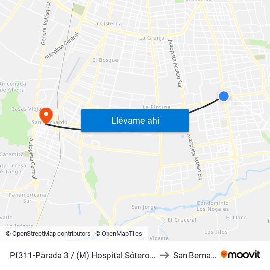 Pf311-Parada 3 / (M) Hospital Sótero Del Río to San Bernardo map