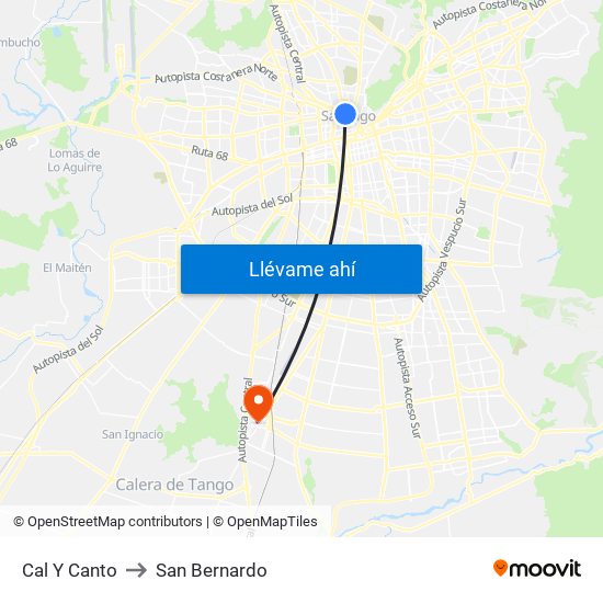 Cal Y Canto to San Bernardo map