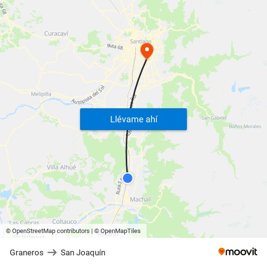 Graneros to San Joaquín map