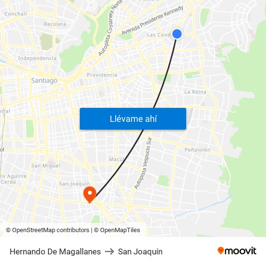 Hernando De Magallanes to San Joaquín map