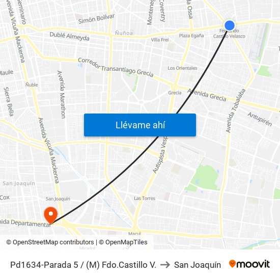 Pd1634-Parada 5 / (M) Fdo.Castillo V. to San Joaquín map