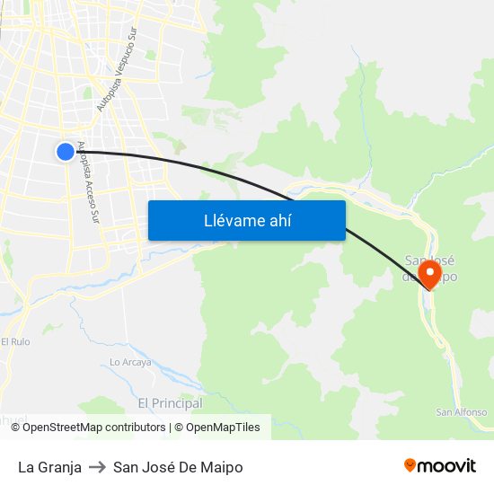 La Granja to La Granja map