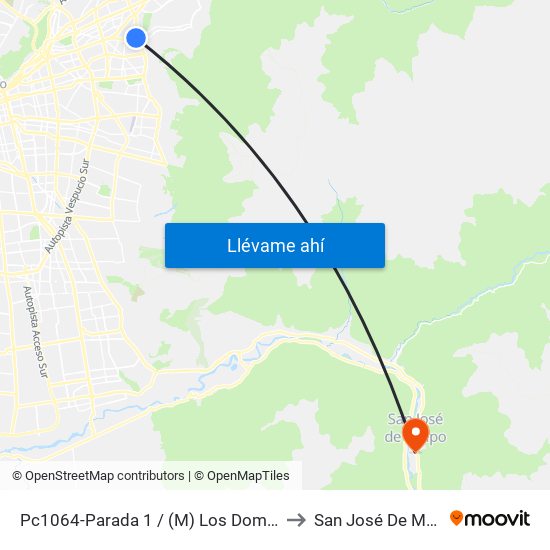 Pc1064-Parada 1 / (M) Los Dominicos to San José De Maipo map
