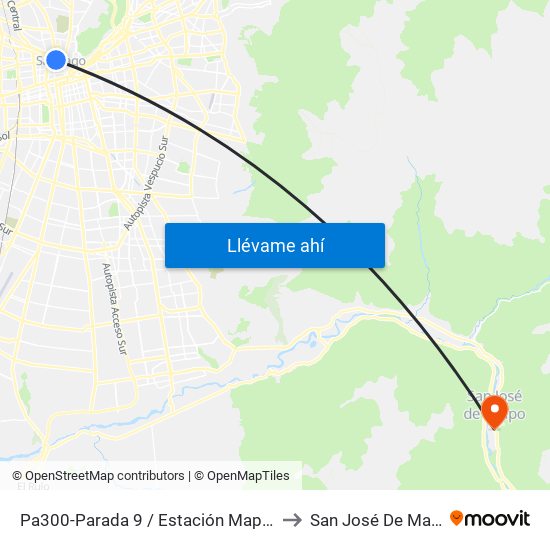 Pa300-Parada 9 / Estación Mapocho to San José De Maipo map