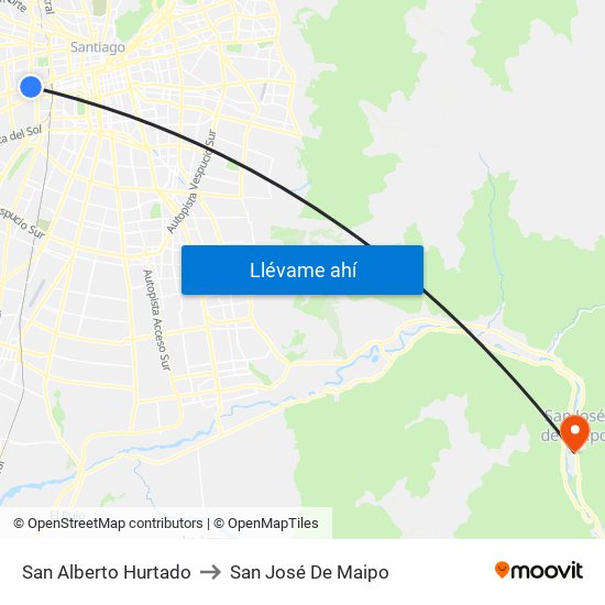 San Alberto Hurtado to San José De Maipo map