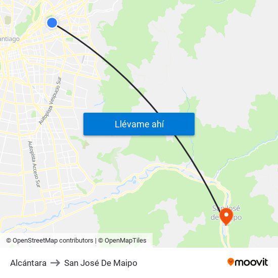 Alcántara to San José De Maipo map