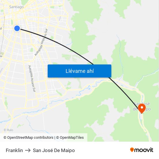 Franklin to San José De Maipo map