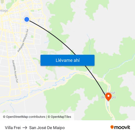 Villa Frei to San José De Maipo map