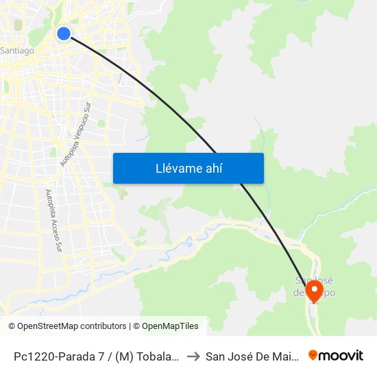 Pc1220-Parada 7 / (M) Tobalaba to San José De Maipo map