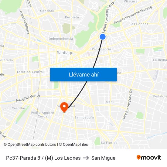Pc37-Parada 8 / (M) Los Leones to San Miguel map