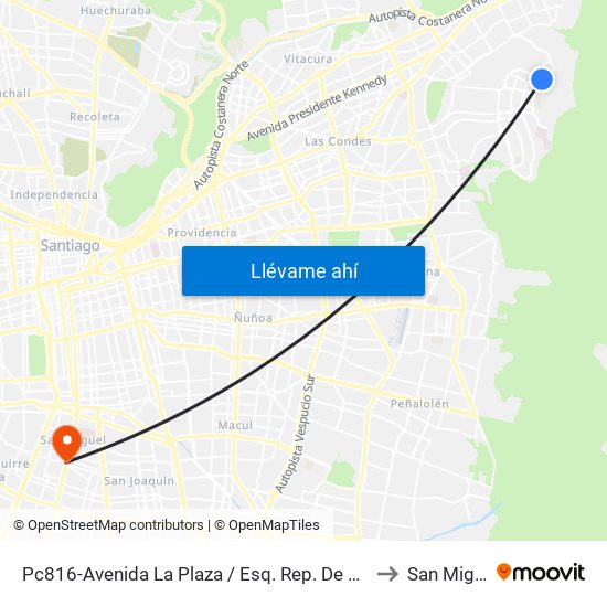 Pc816-Avenida La Plaza / Esq. Rep. De Hondura to San Miguel map