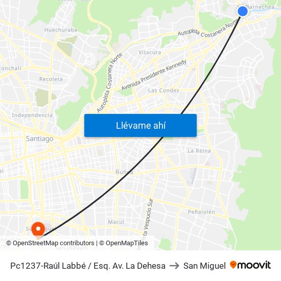 Pc1237-Raúl Labbé / Esq. Av. La Dehesa to San Miguel map