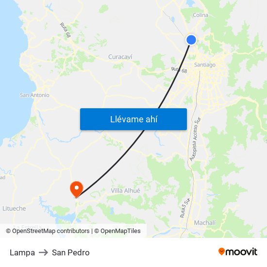 Lampa to San Pedro map