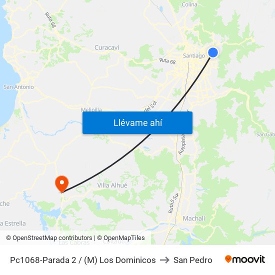 Pc1068-Parada 2 / (M) Los Dominicos to San Pedro map