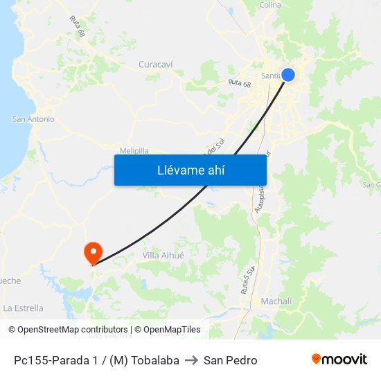 Pc155-Parada 1 / (M) Tobalaba to San Pedro map