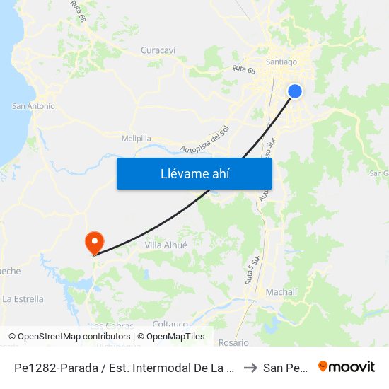 Pe1282-Parada / Est. Intermodal De La Florida to San Pedro map