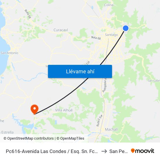 Pc616-Avenida Las Condes / Esq. Sn. Fco. De Asís to San Pedro map
