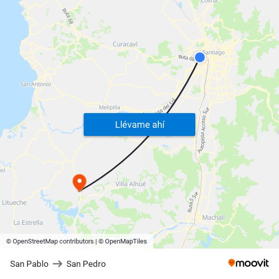 San Pablo to San Pedro map