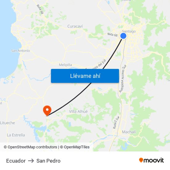 Ecuador to San Pedro map
