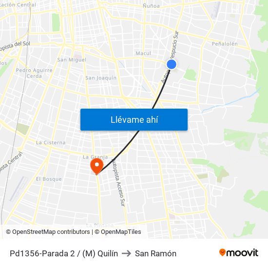 Pd1356-Parada 2 / (M) Quilín to San Ramón map