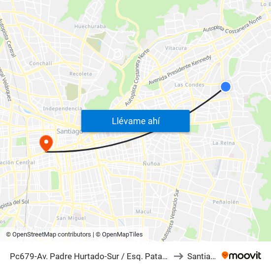 Pc679-Av. Padre Hurtado-Sur / Esq. Patagonia to Santiago map