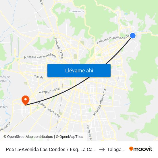 Pc615-Avenida Las Condes / Esq. La Cabaña to Talagante map