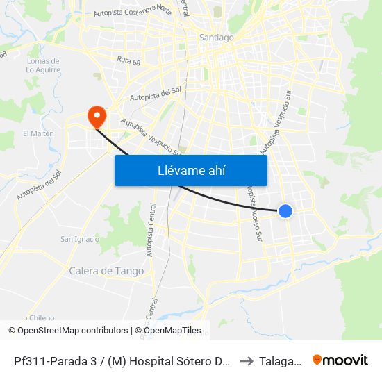 Pf311-Parada 3 / (M) Hospital Sótero Del Río to Talagante map