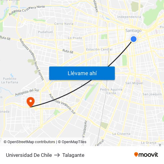 Universidad De Chile to Talagante map