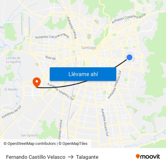 Fernando Castillo Velasco to Talagante map