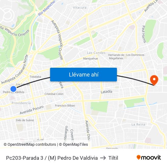 Pc203-Parada 3 / (M) Pedro De Valdivia to Tiltil map